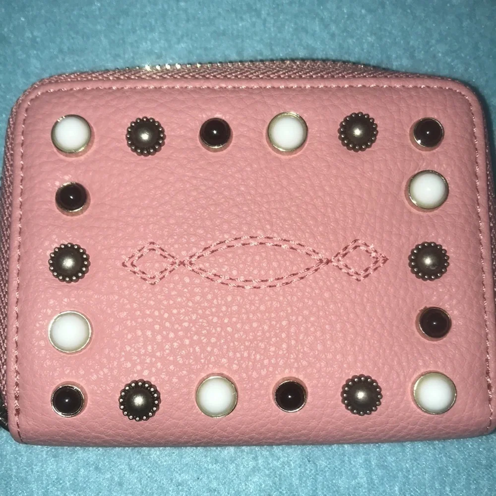 PINKO BAG leather embellished on both sides zipper wallet 4 inside pockets